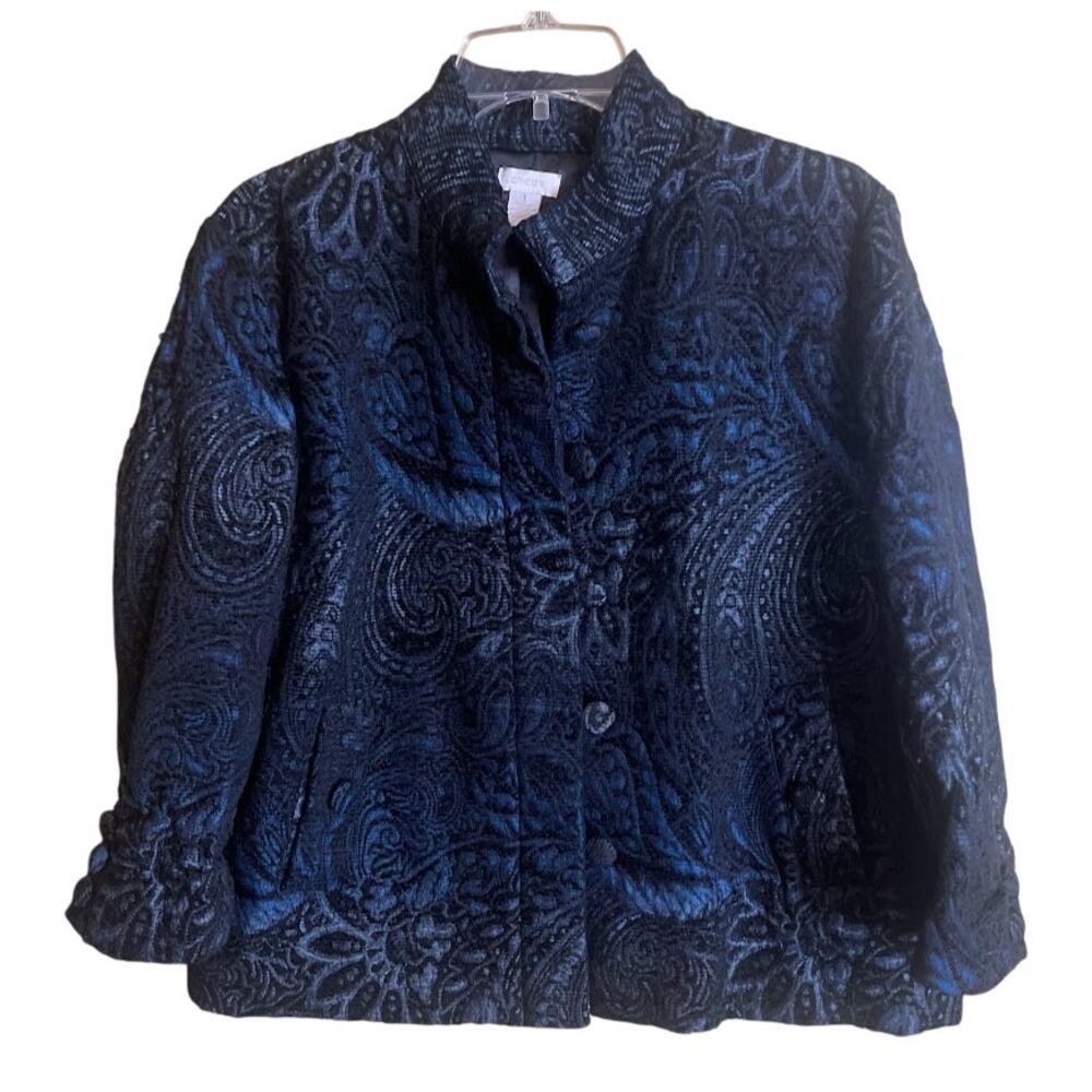 Chico's‎ Jacquard Floral Paisley Blazer Size 8